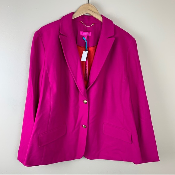 Talbots Jackets & Blazers - NWT Talbots Fuchsia Pink Blazer Gold Buttons 22W